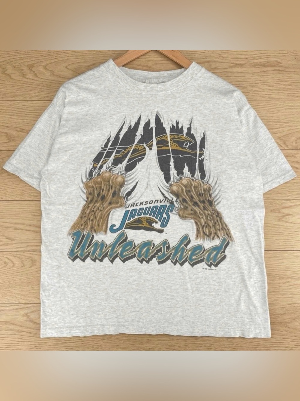 Vintage Jacksonville Jaguars "Unleashed" Football Tee - Light Gray